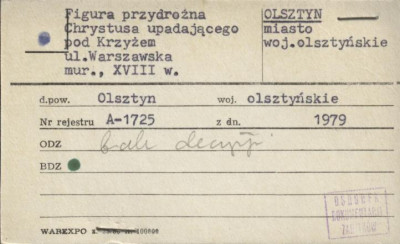 figura przydrożna Chrystusa upadającego pod krzyżem, skan 1