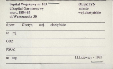 szpital garnizonowy, ob. szpital wojskowy nr 103, skan 1