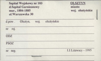 szpital garnizonowy, ob. szpital wojskowy nr 103, skan 1