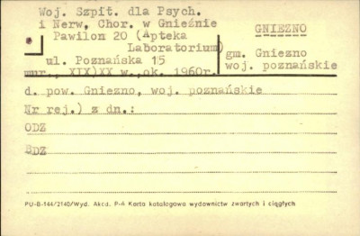 Woj. Szpit. dla Psych. i Nerw. Chor. w Gnieźnie - pawilon 20 (apteka laboratorium), skan 1