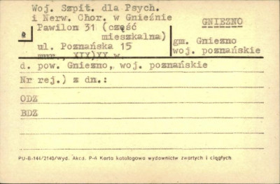 Woj. Szpit. dla Psych. i Nerw. Chor. w Gnieźnie - pawilon 31 (część mieszkalna), skan 1