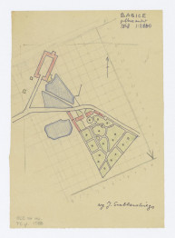 Szkicowy plan ogrodu, stan z roku 1848, 1:2880, skan 1