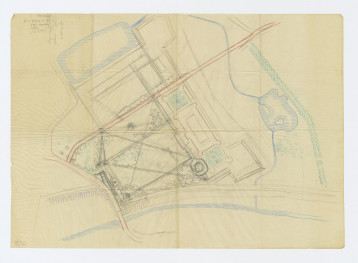 plan sytuacyjny. Napisy: ogród zamkowy; szkic 1:500, skan 1