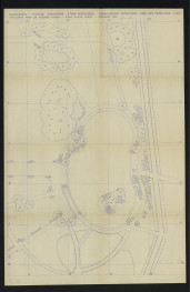 Baranów, ogród zamkowy, staw wschodn, obsadzenia roślinne, zam. rys. tech.-rob, 1:200, skan 1
