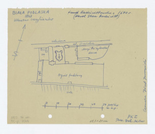 plan sytuacyjny klasztoru z ogrodem i zabudowaniami klasztornymi / według geometry Józefa Jurczyńskiego z 1847 roku - PKZ 8,7 cm. - 50 prętów m.n.p., skan 1