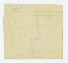 plan sytuacyjny klasztoru o.o. Reformatów z uwzględnieniem ogrodu przyklasztornego według opracowania /-/ Modrzewskiego z 5/17 czerwca 1867 roku skala: 9,9 cm. - 35 sążni rus., skan 1
