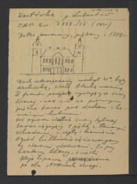wypis z kwestionariusza Zakładu Architektury Polskiej 7888/15 (1920) dotyczący murowanego pałacu z 1778 r. , skan 1
