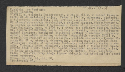 notatka dotycząca pałacu i ogrodu wraz z wyszczególnionym drzewostanem , skan 1