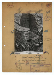 fotografia czarno-biała reprodukcja litografii na karcie, fragment parku miejskiego w Gdańsku w XVIII w. , skan 1