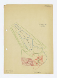 plan sytuacyjny z zaznaczonym systemem wodnym. Napisy: STAW; DUKLA 1850. na planie oznaczenia literowe: G; M, skan 1