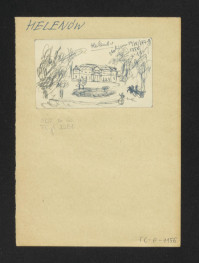 elewacja od strony podjazdu szkic. Napisy: Helenów  Stolica 14/15 /177-8/ 1950 s.11, skan 1