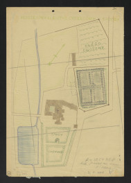1:1000; plan sytuacyjny posiadłości klasztoru nas podstawie archiwalnych materiałów, skan 1