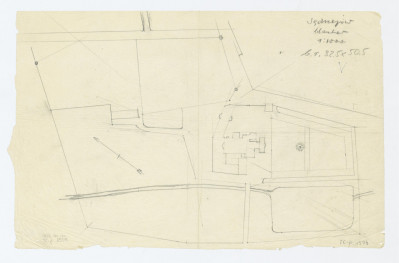 1:1000; plan sytuacyjny klasztoru opracowany na podstawie archiwalnych materiałów, skan 1