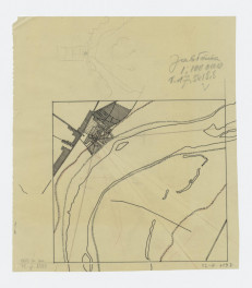 1:100 000; planik orientacyjny założenia ogrodowego, osiedla i rzeki Wisły, skan 1