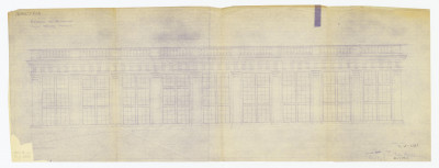 projekt roboczy oranżerii - elewacja, skala 1:50, skan 1