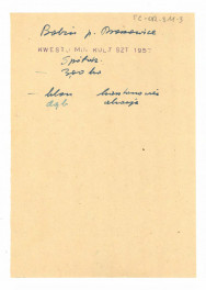 wypis z Kwestionariusz Ministerstwa Kultury i Sztuki  z 1957 r. , skan 1