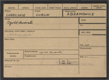karta ewidencyjna zabytku , skan 1