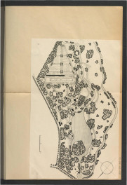 nadbitka z Ciołek G., Ogrody polskie, Warszawa 1954 przedstawiająca plan miejscowego założenia pałacowo-parkowego autorstwa Gerarda Ciołka  , skan 1