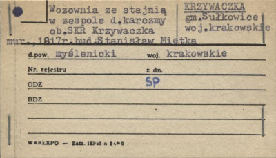 wozownia ze stajnią w zespole d. karczmy, ob. SKR Krzywaczka, skan 1