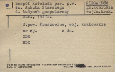 zespół kościoła par. pw. św. Jakuba Starszego: d. budynek gospodarczy, skan 1