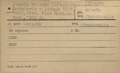 pomnik poległych bohaterów w latach 1831, 1863, 1918, skan 1