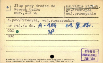 słup przy drodze do Nowych Sadów, skan 2