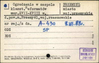 ogrodzenie w zespole klaszt. Reformatów, skan 1