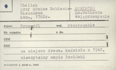 obelisk przy drodze Dubiecko- Nienadowa, skan 1