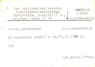 ogrodzenie z bramką w zesp. klasz. Reformatów, skan 2