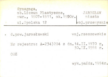 synagoga, ob. Liceum Sztuk Plast., skan 2