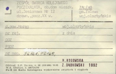 zespół dworca kolejowego - poczekalnia, ob. dom mieszkalny, skan 1