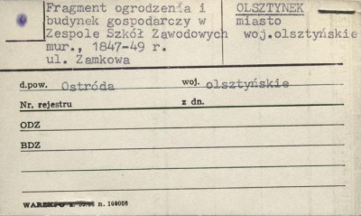 fragment ogrodzenia i budynek gospodarczy w zespole szkół zawodowych, skan 1