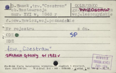 zamek, tzw. Czestram, ob. restauracja, skan 1