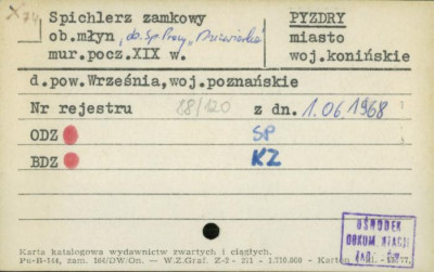 spichlerz zamkowy ob. młyn, ob. sp. pracy Dziewiarka, skan 1