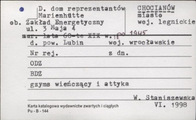 dom reprezentantów Marienhütte ob. Zakład Energetyczny, skan 1