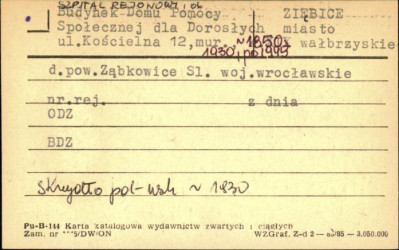 Szpital Rejonowy, ob. budynek Domu Pomocy Społecznej dla dorosłych, skan 1
