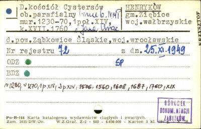 kościół cystersów, ob. kościół par. Wniebowzięcia Najświętszej Maryi Panny i Jana Chrzciciela, skan 1