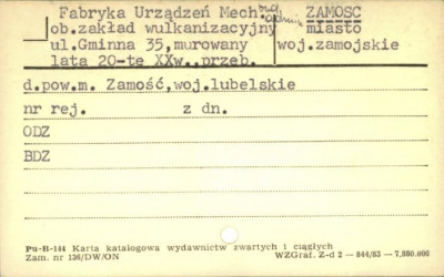 fabryka urządzeń mech., ob. zakład wulkanizacyjny, bud. admin., skan 1