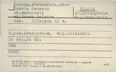 kuźnia, stelmarnia, stolarnia dworska, ob. warsztaty, skan 1