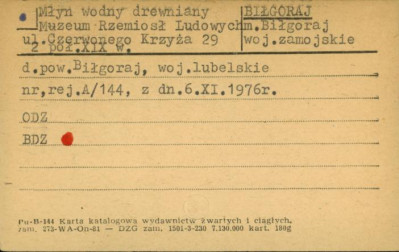 młyn wodny Muzeum Rzemiosł Ludowych, skan 1