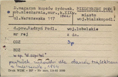 przytułek żydowski dla starców, ob. mleczarnia, skan 1