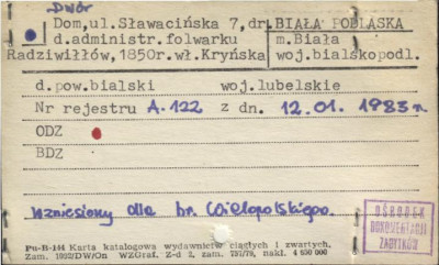 dwór, dom, d. administr. folwarku Radziwiłłów, skan 1
