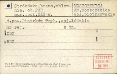 stróżówka, brama, chlewnia, ob. PGR, skan 1