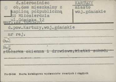 sierociniec, ob. dom mieszkalny z kaplicą półpubliczną SS Miłosierdzia, skan 1