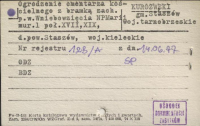 ogrodzenie cmentarza kościelnego z bramką zach. p. w. Wniebowzięcia NPMarii, skan 1