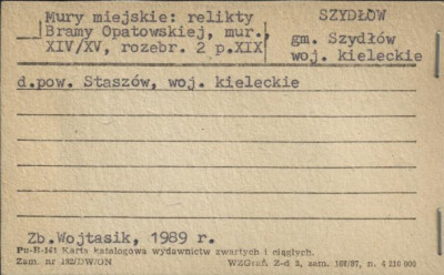 mury miejskie: relikty Bramy Opatowskiej, skan 1