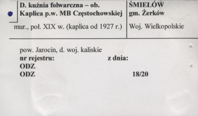 kuźnia folwarczna, ob. kaplica pw. MB Częstochowskiej, skan 1