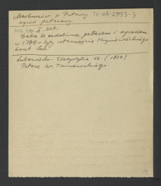 wypis z Baliński M., Lipiński T., Starożytna Polska pod względem historycznym, jeograficznym i statystycznym, t. IV, Warszawa 1885, s. 1107 dotyczący pałacu i ogrodu w tej miejscowości; Lubowiecki I., Statystyka województwa lubelskiego, Lublin 1824, s. 16 wzmiankujący pałac Tarnowskich , skan 1