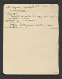 wypis z Verdmon-Jacques L., Krótka monografia miast, miasteczek i osad w Królestwie Polskim, Warszawa 1902, s. 157 dotyczący zburzonego w 1812 r. pałacu; - Łoza S., Słownik architektów i budowniczych Polaków oraz cudzoziemców w Polsce pracujących, Warszawa 1931, s. 185-186 wzmiankujący Franciszka Marie Lanciego , skan 1