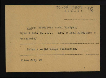 karta opisowa do fotografii litografii pałacu oraz najbliższego otoczenia , skan 1